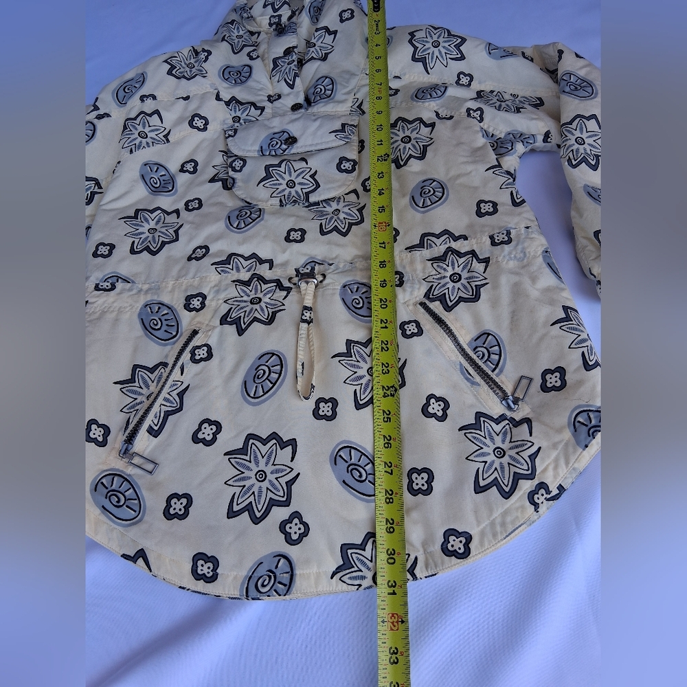 Vintage Womens L.L. Bean Cream Hooded Puffer Jacket with Black Floral Print M. - Picture 5 of 9